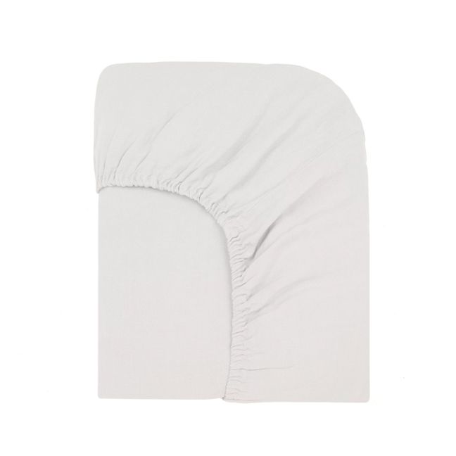 Washed Linen Fitted Sheet Bianco