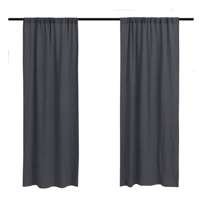 Washed Linen Curtain - 140 x 280 cm Schwarz