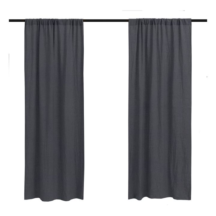 Washed Linen Curtain - 140 x 280 cm | Black- Product image n°1