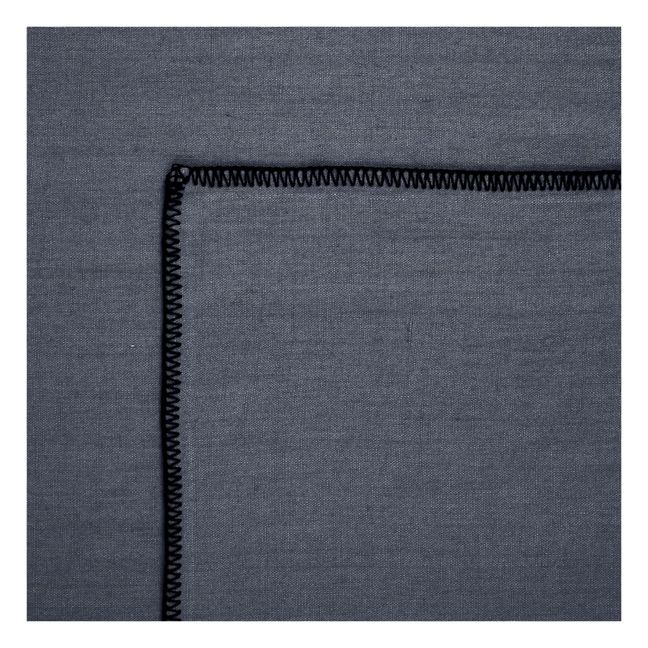 Overlocked Hem Washed Linen Tablecloth | Storm Blue