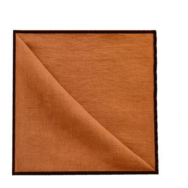 Serviette de table en Lin lavé-surfilée - Set de 4 | Caramel