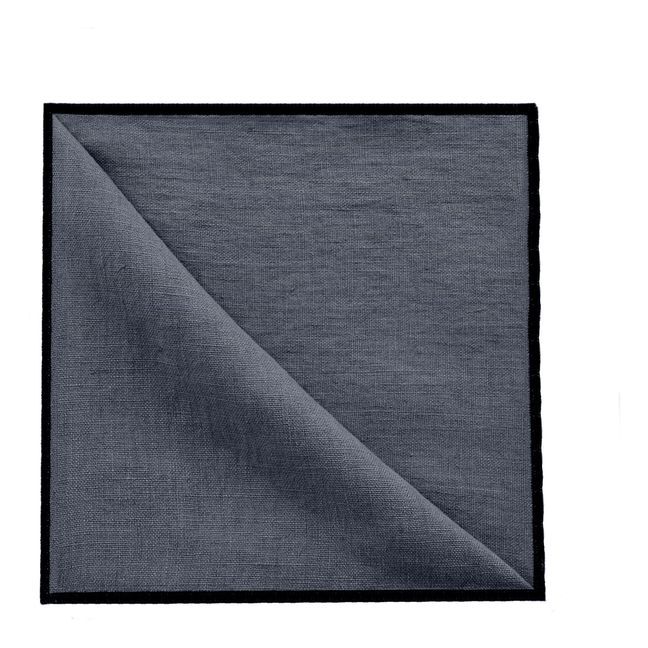 Overlocked Hem Washed Linen Napkins - Set of 4 Azul Tormanta