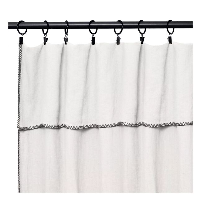 Overlocked Hem Washed Linen Curtain Grauweiß