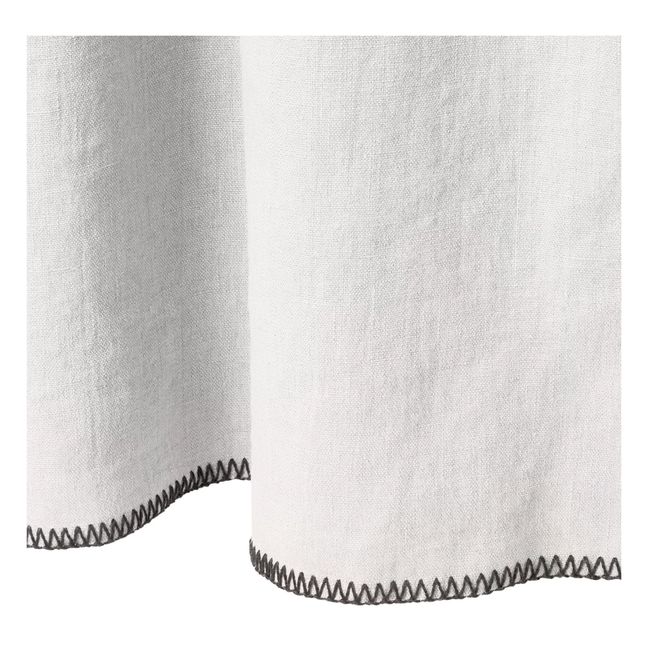 Overlocked Hem Washed Linen Curtain Bianco