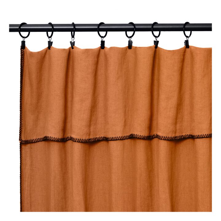Overlocked Hem Washed Linen Curtain | Caramel- Product image n°0