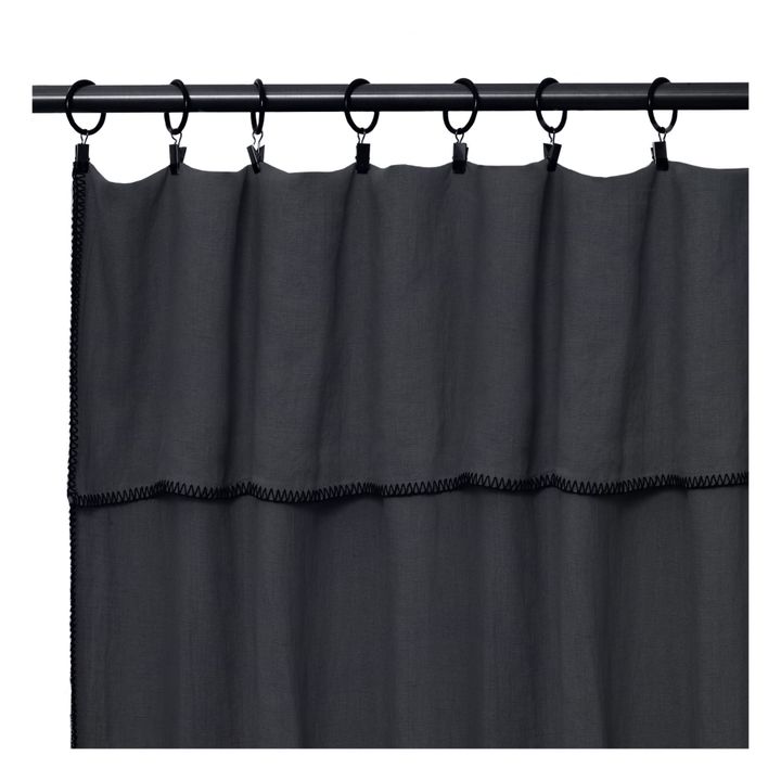 Overlocked Hem Washed Linen Curtain | Black- Product image n°0