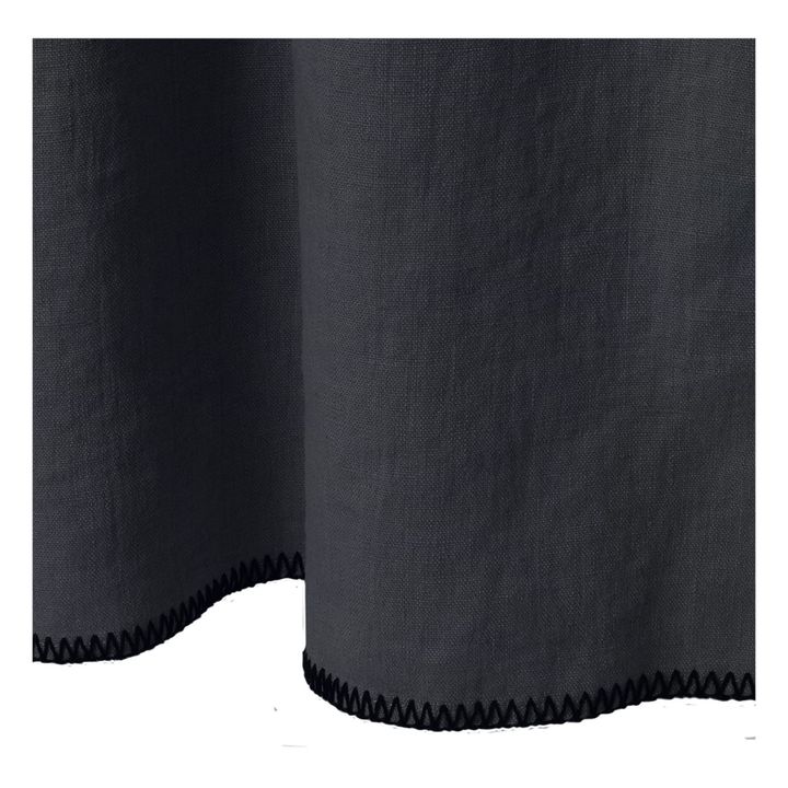 Overlocked Hem Washed Linen Curtain | Black- Product image n°1
