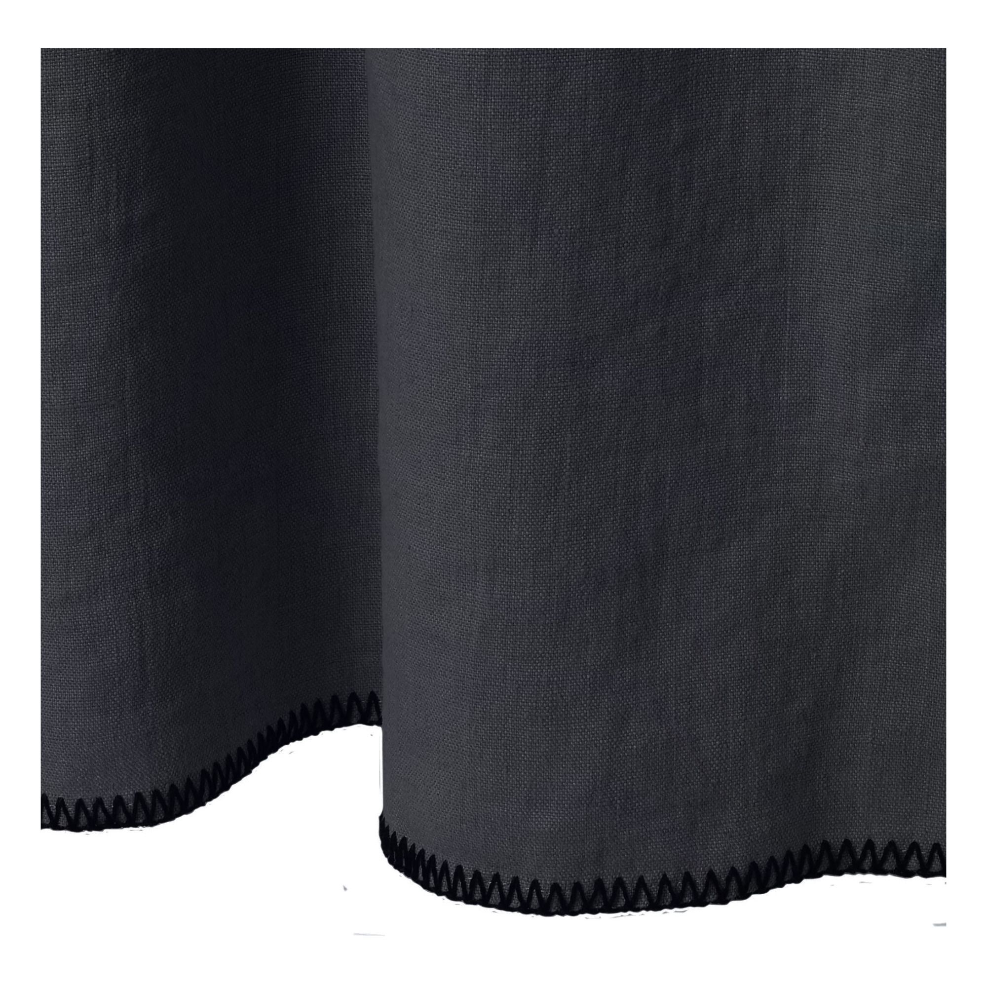 Overlocked Hem Washed Linen Curtain Black- Product image n°1