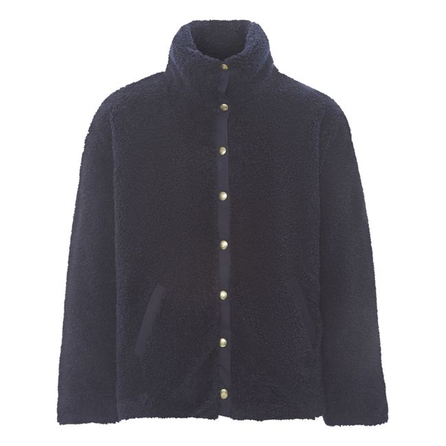 Cappotto in stile pelliccia, modello: Olive - Collezione Donna - Blu marino