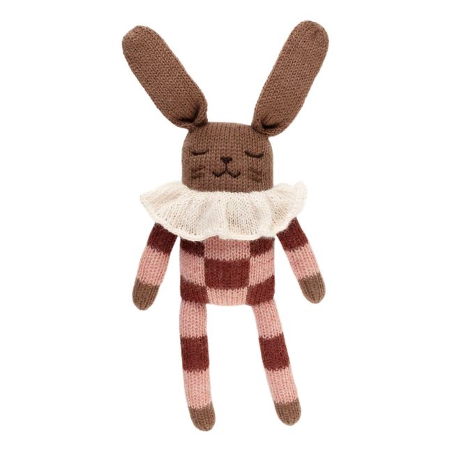 Soft Toy Rabbit in Checked Pyjamas Terracotta