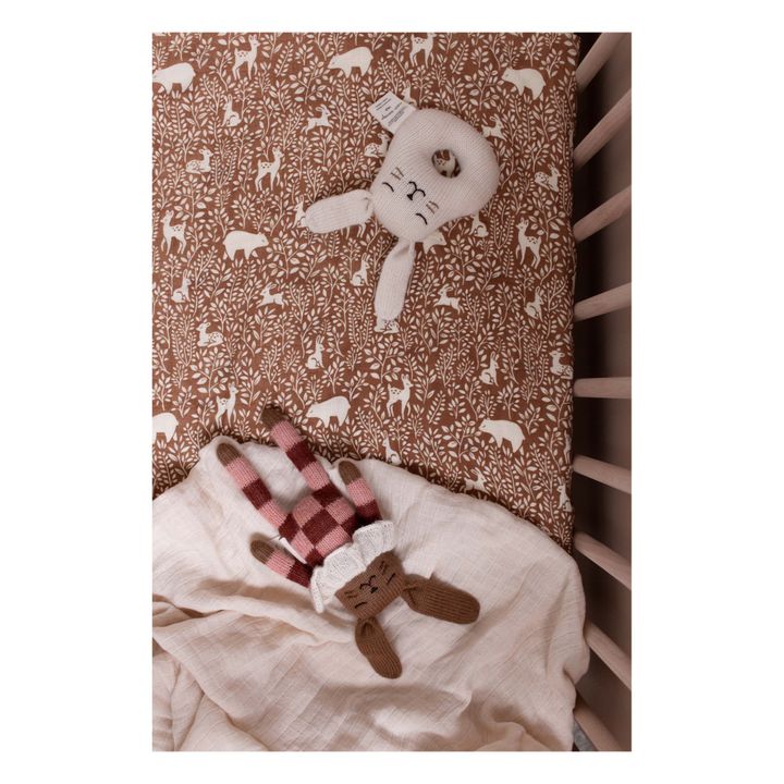 Doudou Lapin pyjama à carreaux | Terracotta- Image produit n°1