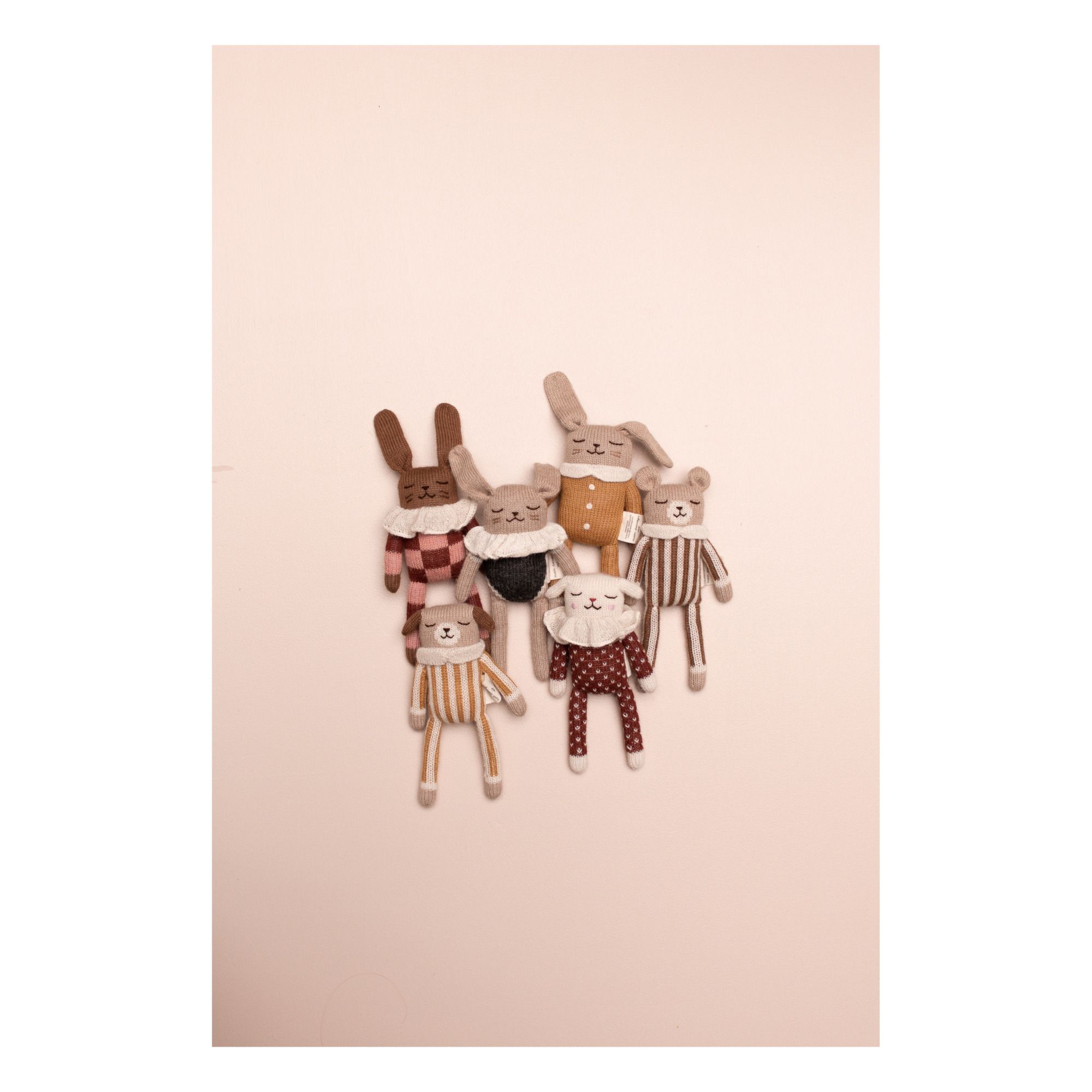 Soft Toy Rabbit in Checked Pyjamas Terracotta- Product image n°4