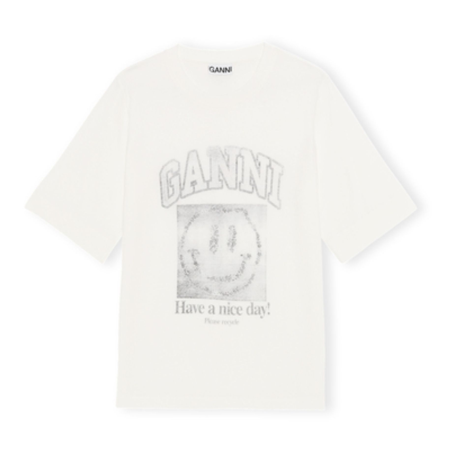 Ganni - T-shirt Ganni Coton Bio - Femme - Ecru