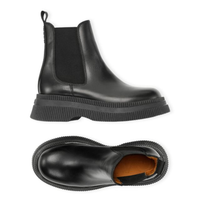 Low-Top Leather Chelsea Boots Nero