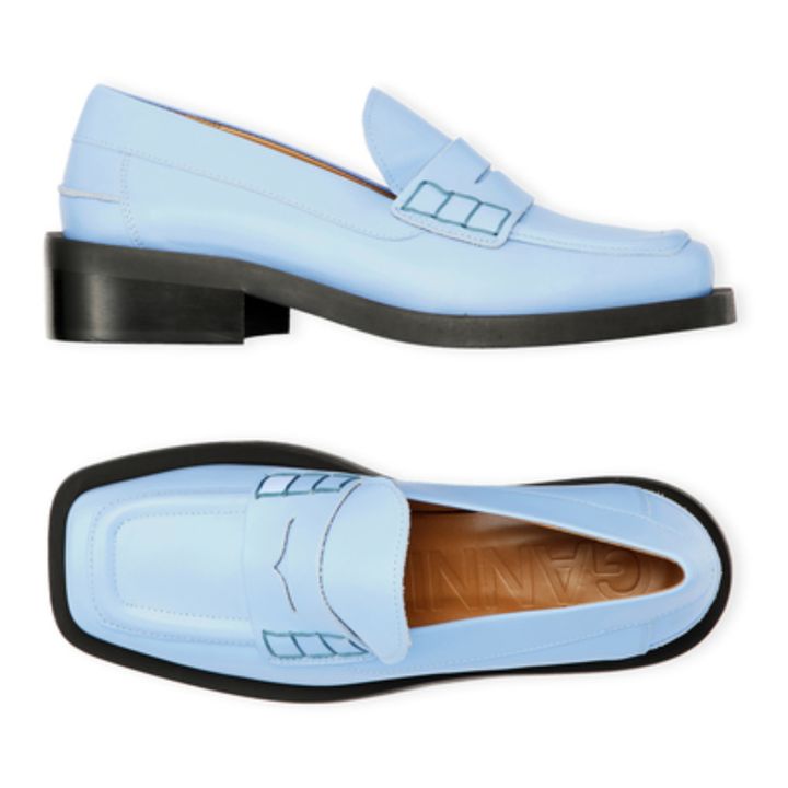 Leather Loafers in Blue - Ganni