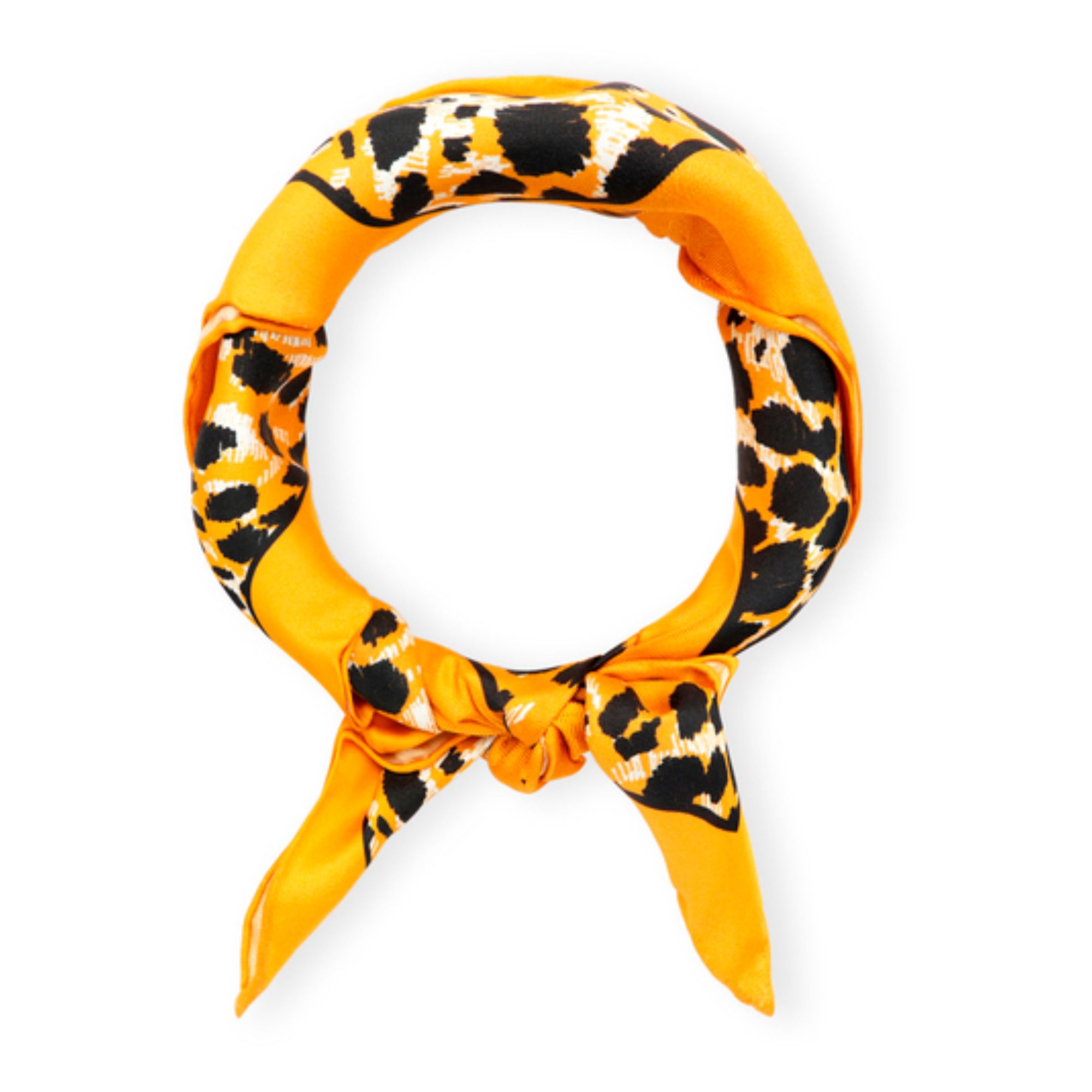 Ganni - Foulard Satin de Soie - Femme - Orange