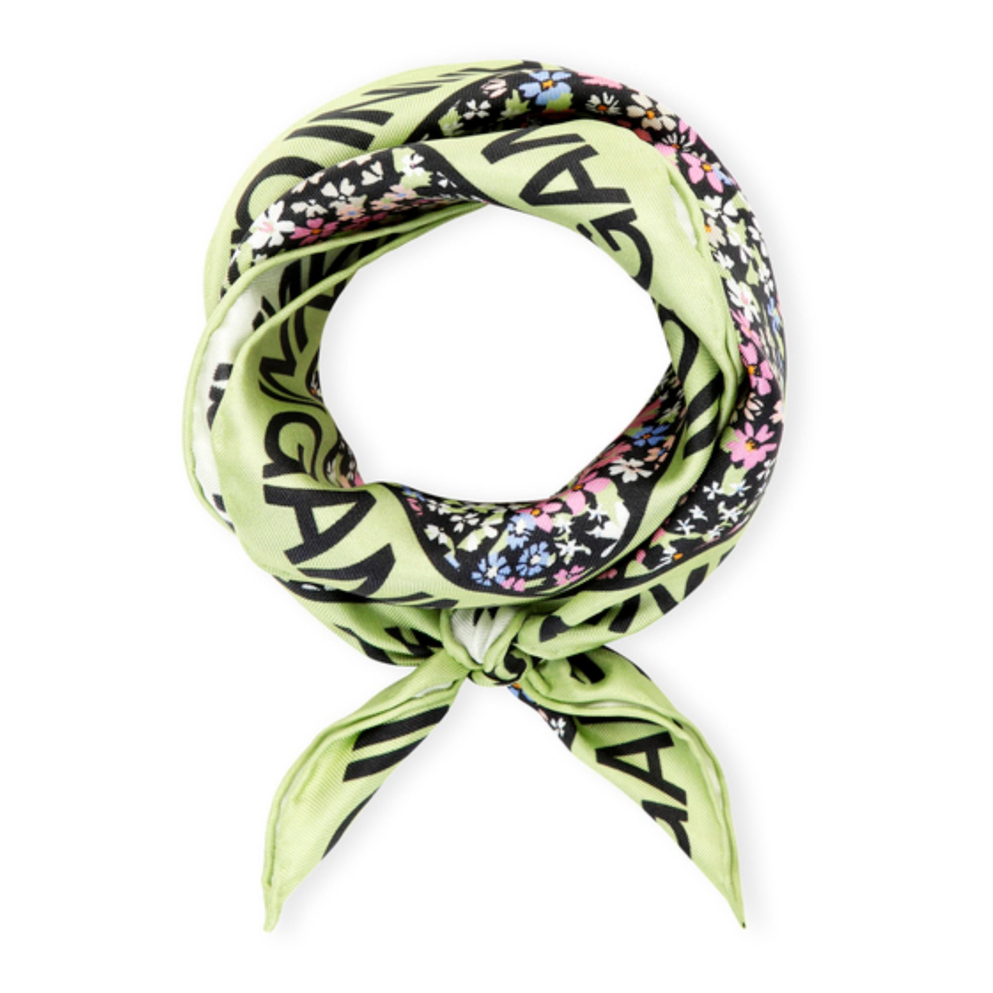 Ganni - Foulard Satin de Soie - Femme - Bleu