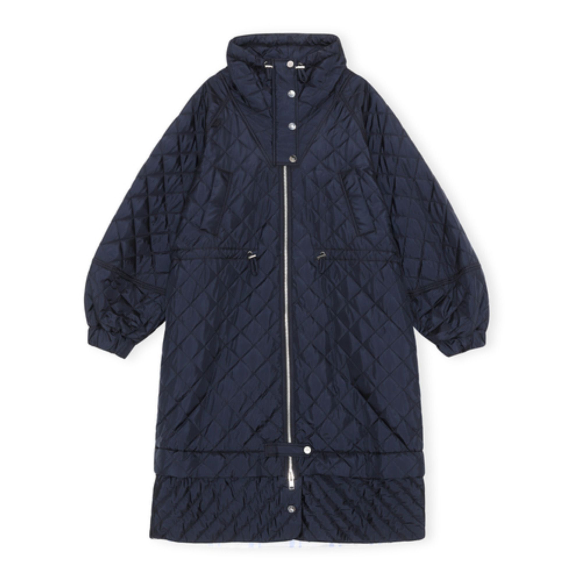 Ganni - Parka Oversize Matelassée Polyester Recyclé - Femme - Bleu marine