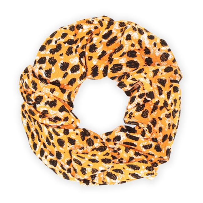 Leopard Print Crepe Scrunchie Orange
