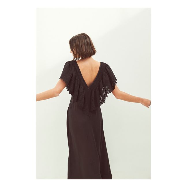 Robe de Nuit Satin Camelia - Collection Femme  | Noir
