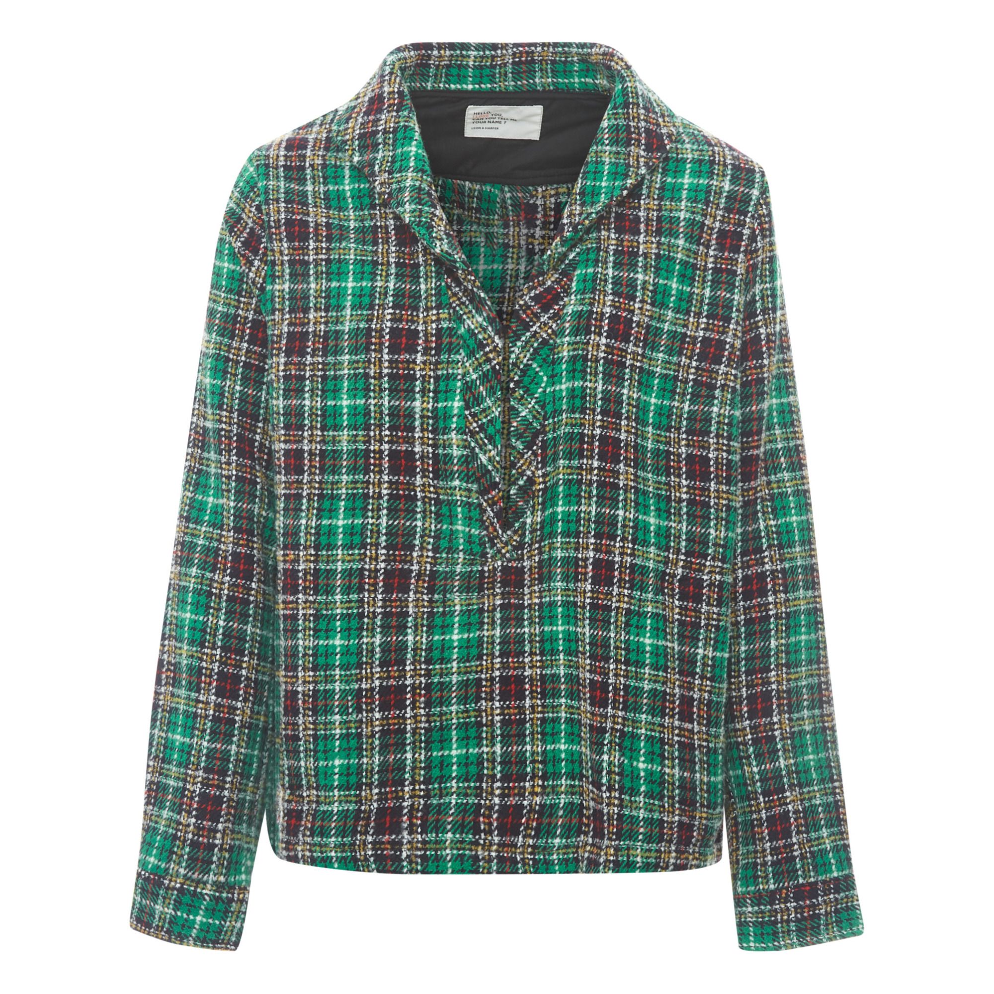 Leon & Harper - Vareuse Cyprien Check Laine - Femme - Vert