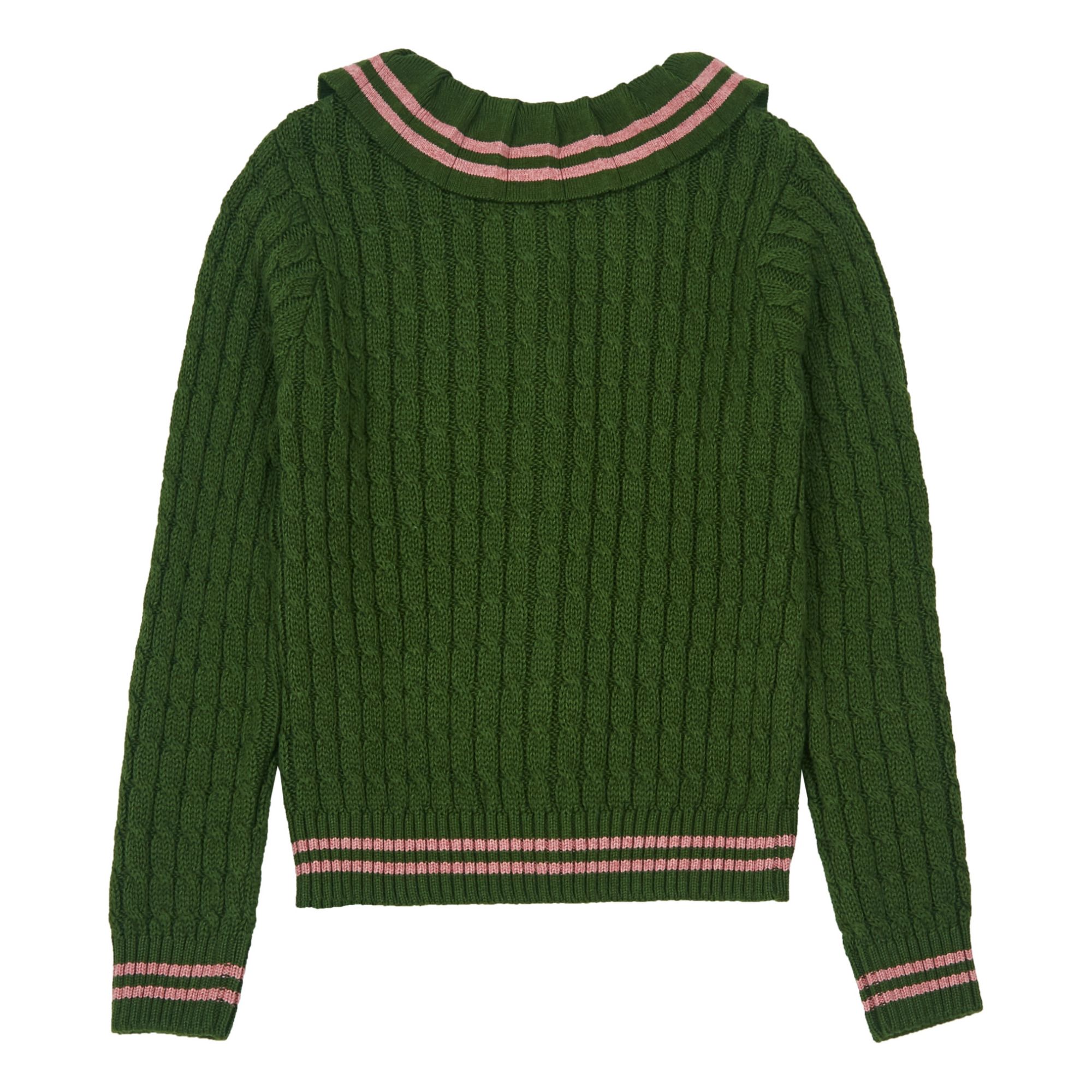 Organic Cotton and Wool Cardigan Green- Product image n°2