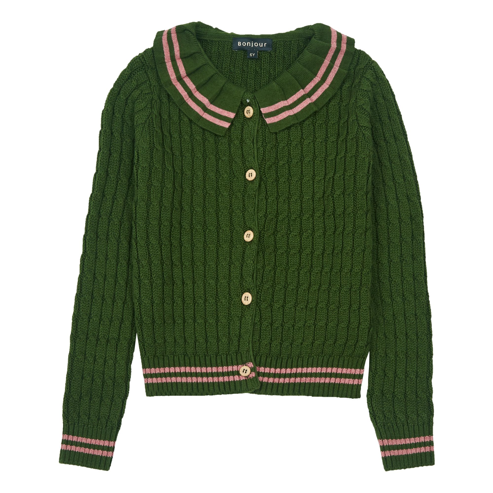 Organic Cotton and Wool Cardigan Green- Product image n°0