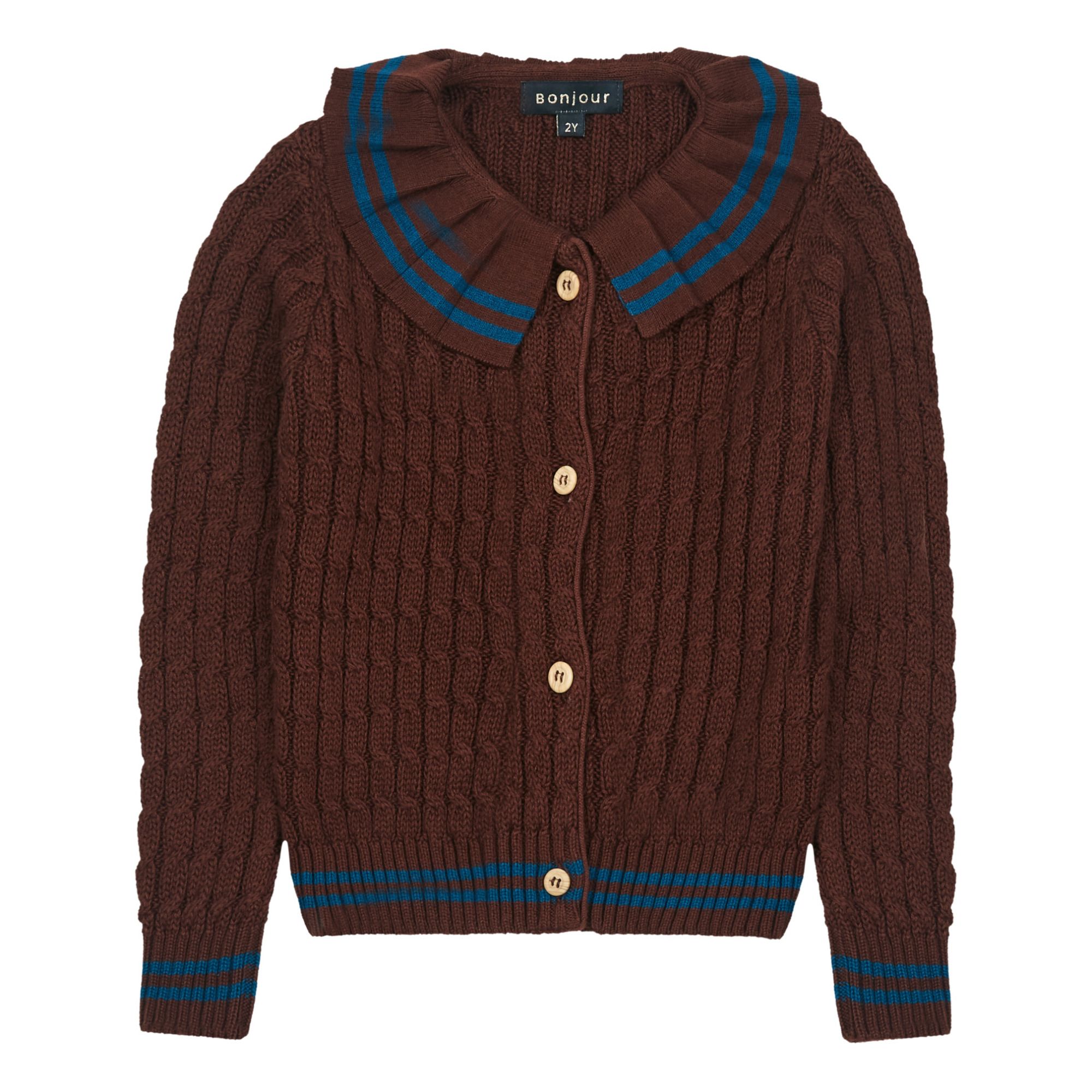 Bonjour - Cardigan Coton Bio et Laine - Fille - Chocolat