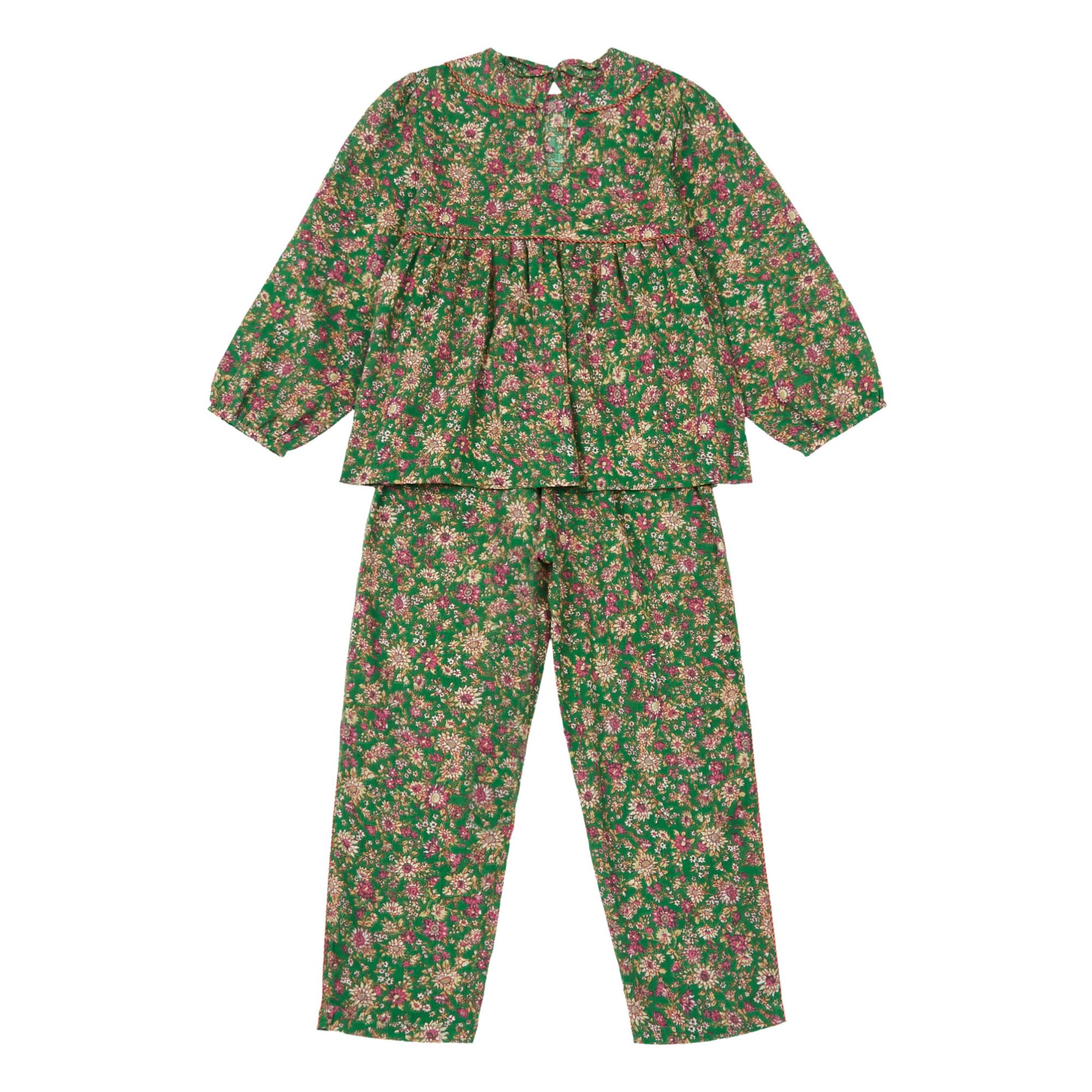 Organic Cotton Floral Pyjamas Green- Product image n°2