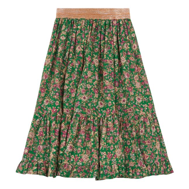 Long Organic Cotton Skirt Green