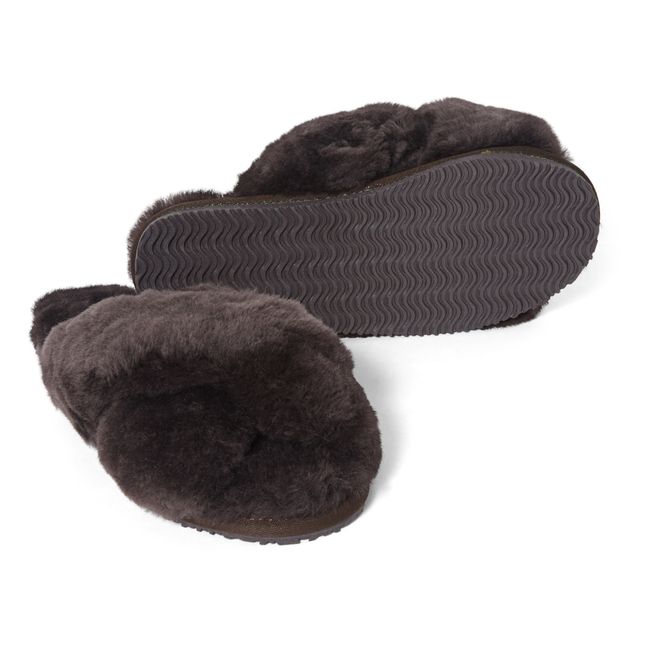 Cross Over Fur Slippers | Chocolate