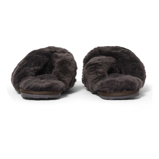 Cross Over Fur Slippers | Chocolate