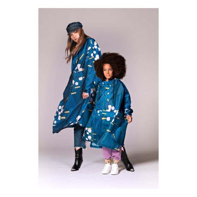 Japanese Blossom Rain Cape - Kids Collection Blue