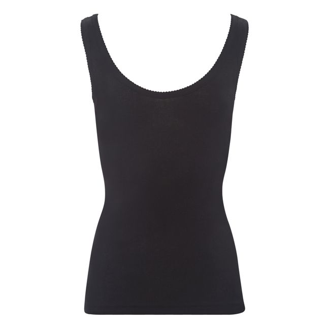Wool and Cotton Ribbed Tank Top - Adult Collection - Black