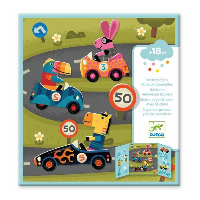 Djeco - Stickers épais et repositionnables Les voitures - Multicolore