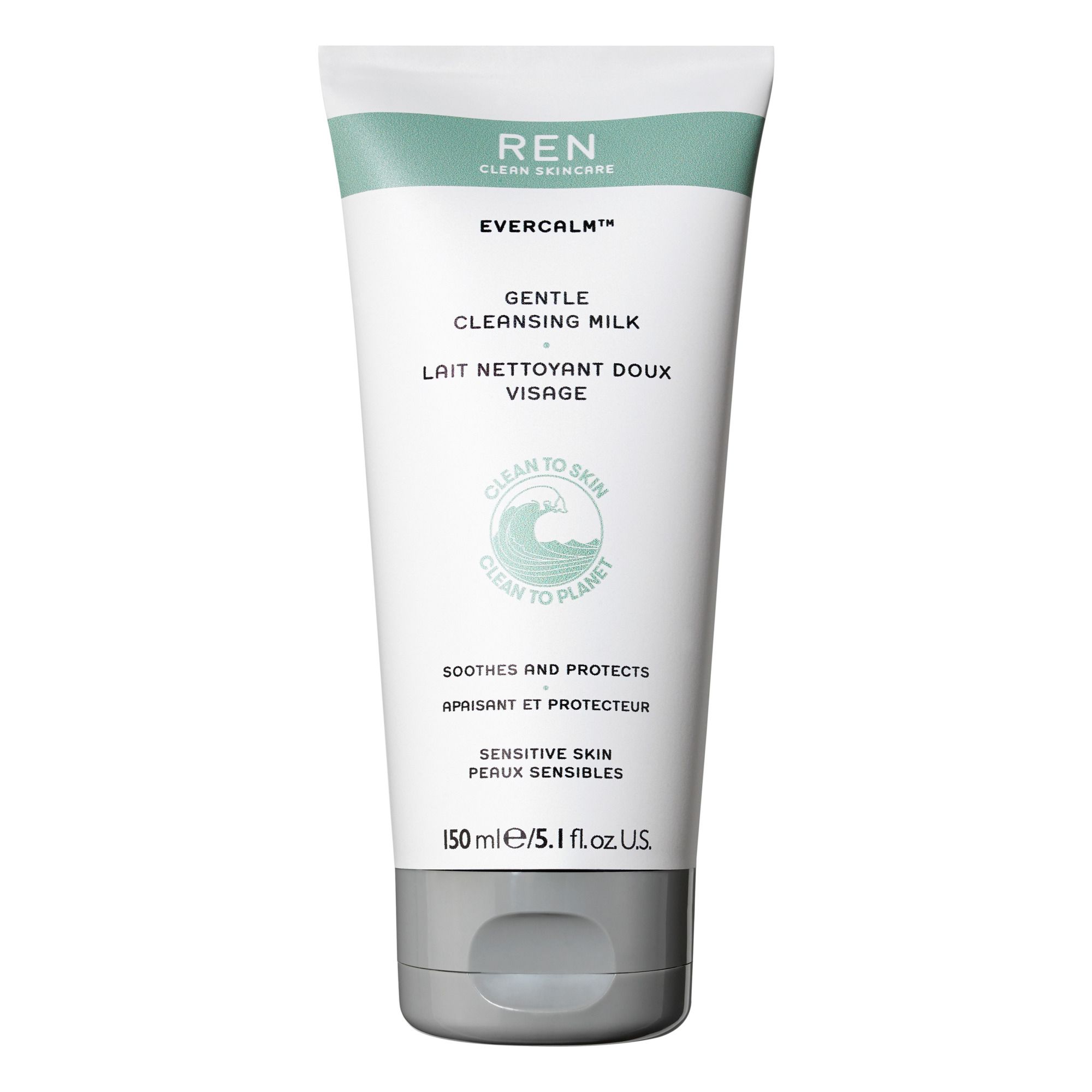REN Skincare - Lait nettoyant doux visage Evercalm - 150 ml - Blanc