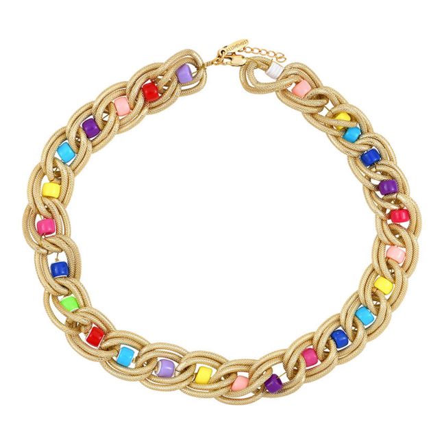 Braided Chain Bead Necklace Dorado