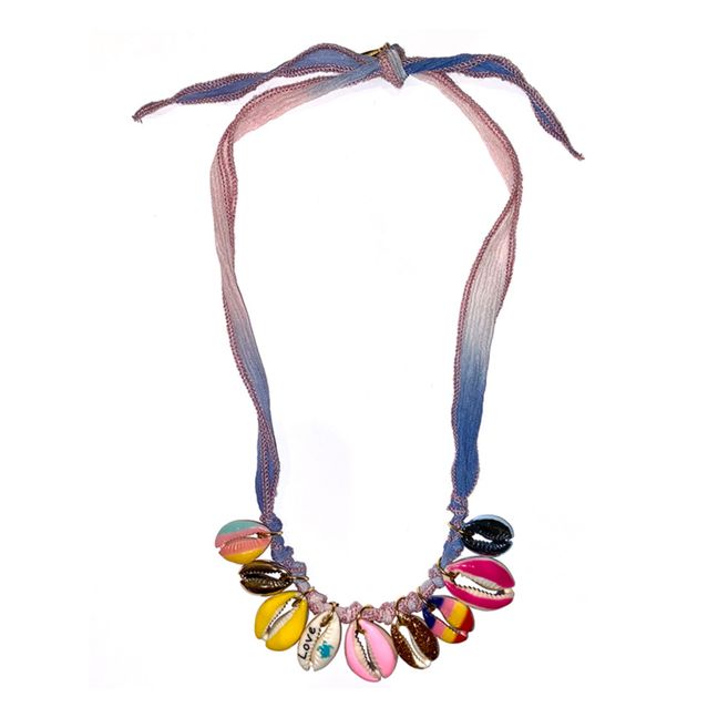 Silk Ribbon Shell Necklace Violeta