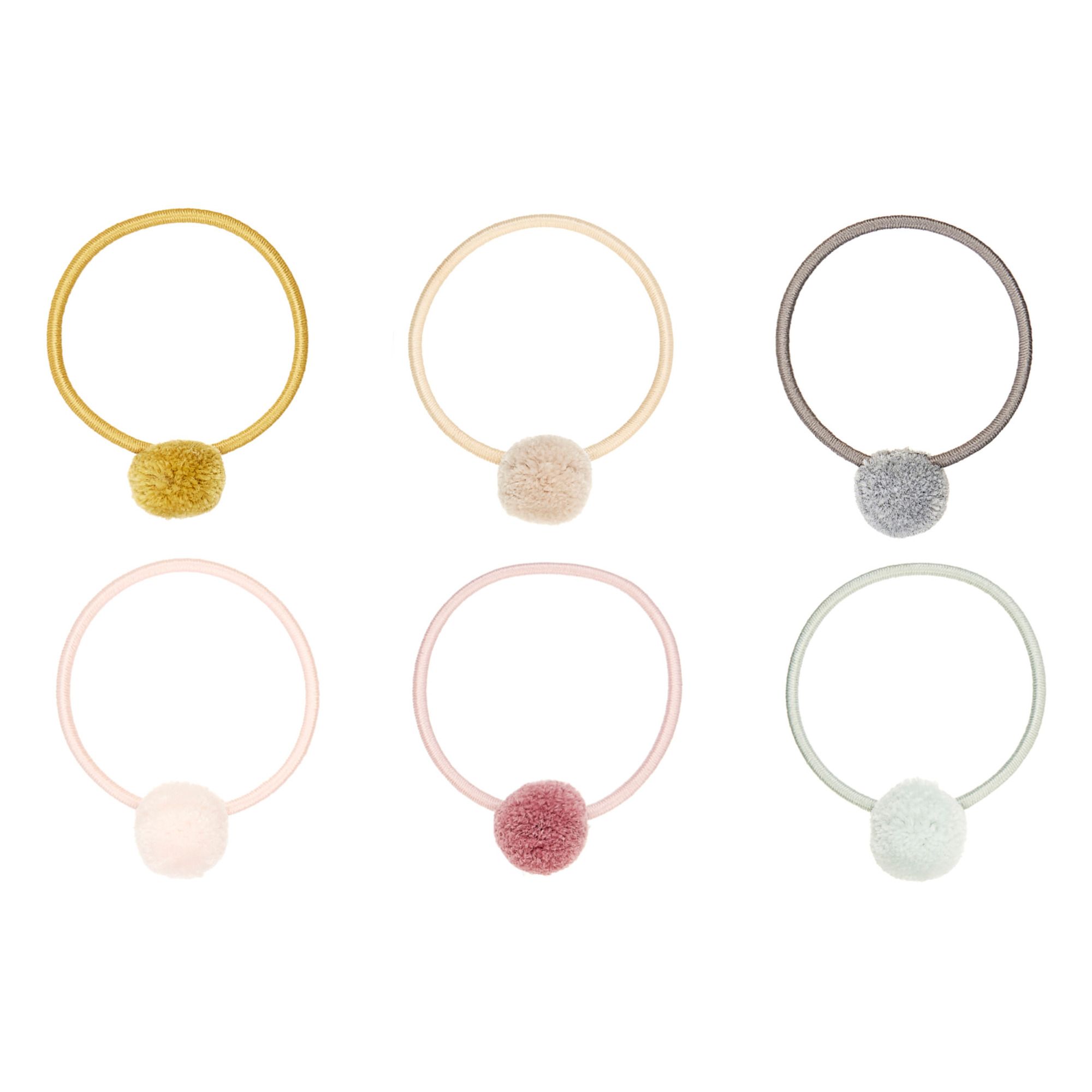 Mimi & Lula - Lot 6 Mini Elastiques Pompons - Fille - Rose