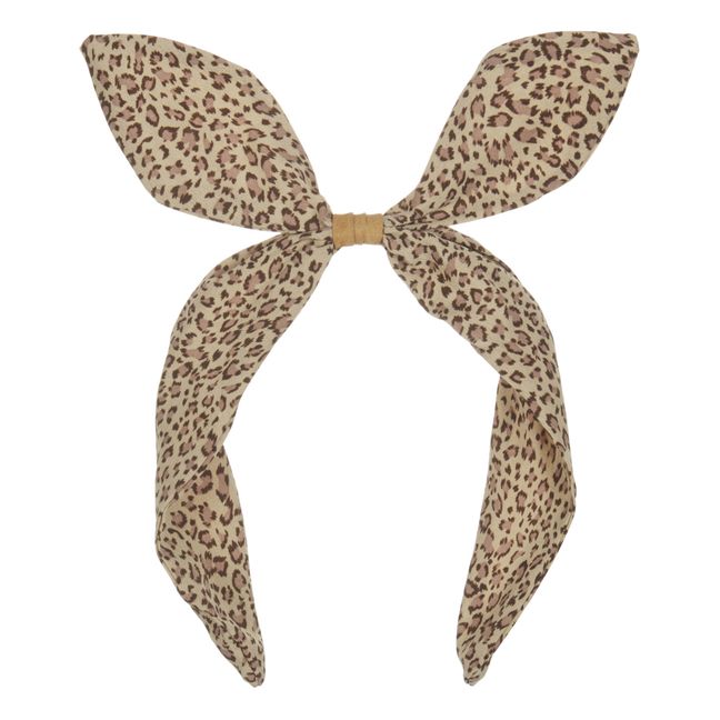 Leopard Bow Headband Beige
