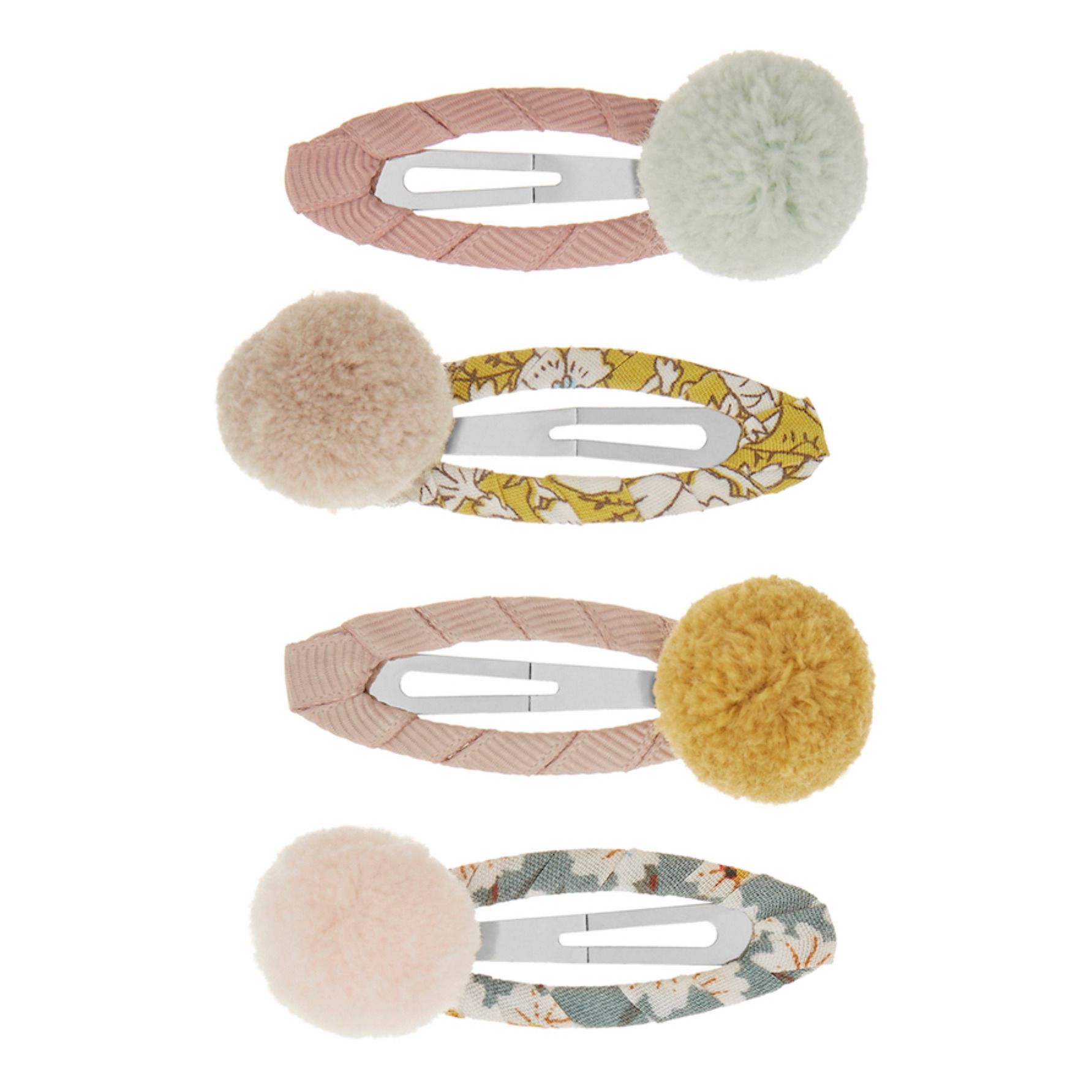 Mimi & Lula - Lot 4 Barrettes Pompons Nordic - Fille - Rose