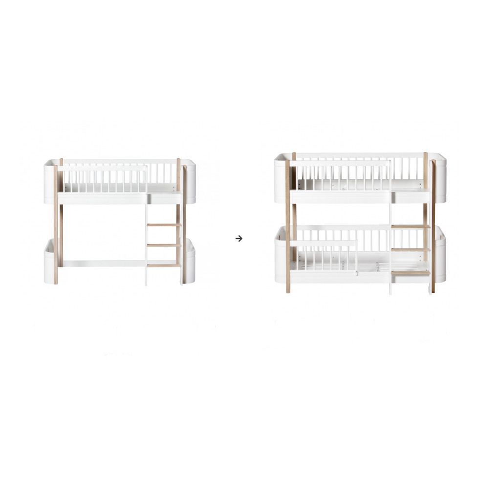 Oliver Furniture - Kit de conversion Mini+, lit mezzanine mi-haut en lit superposé mi-haut - Blanc