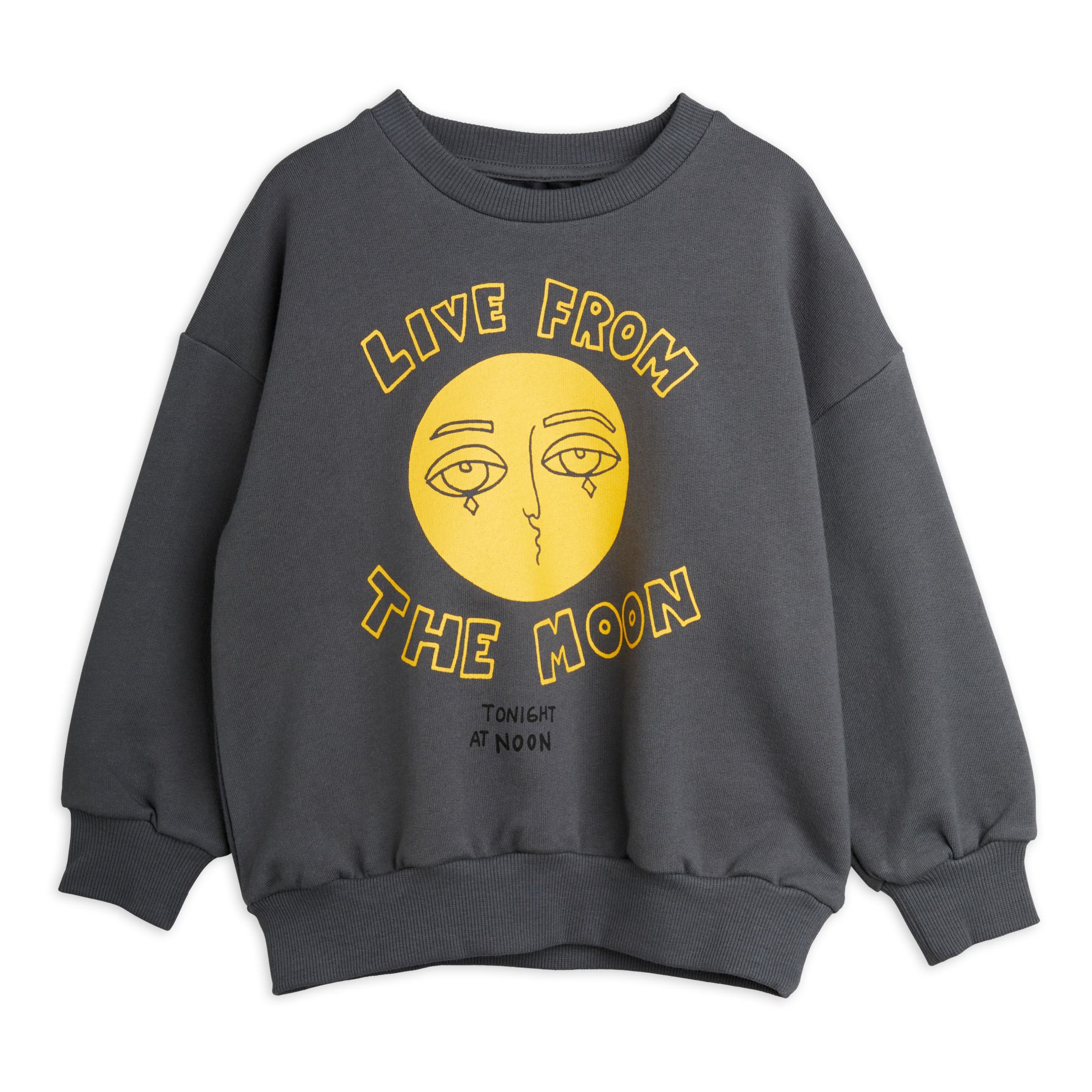 Mini Rodini - Sweat Coton Bio Lune - Fille - Gris anthracite