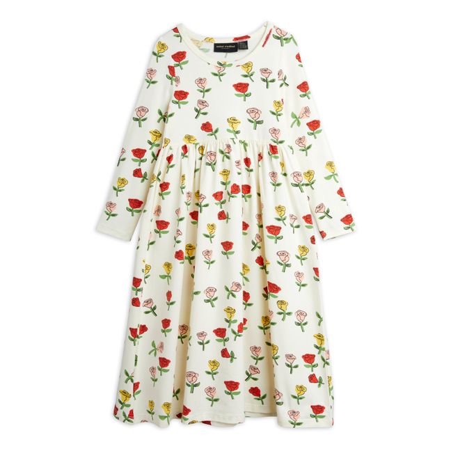 Organic Cotton Floral Dress Ecru