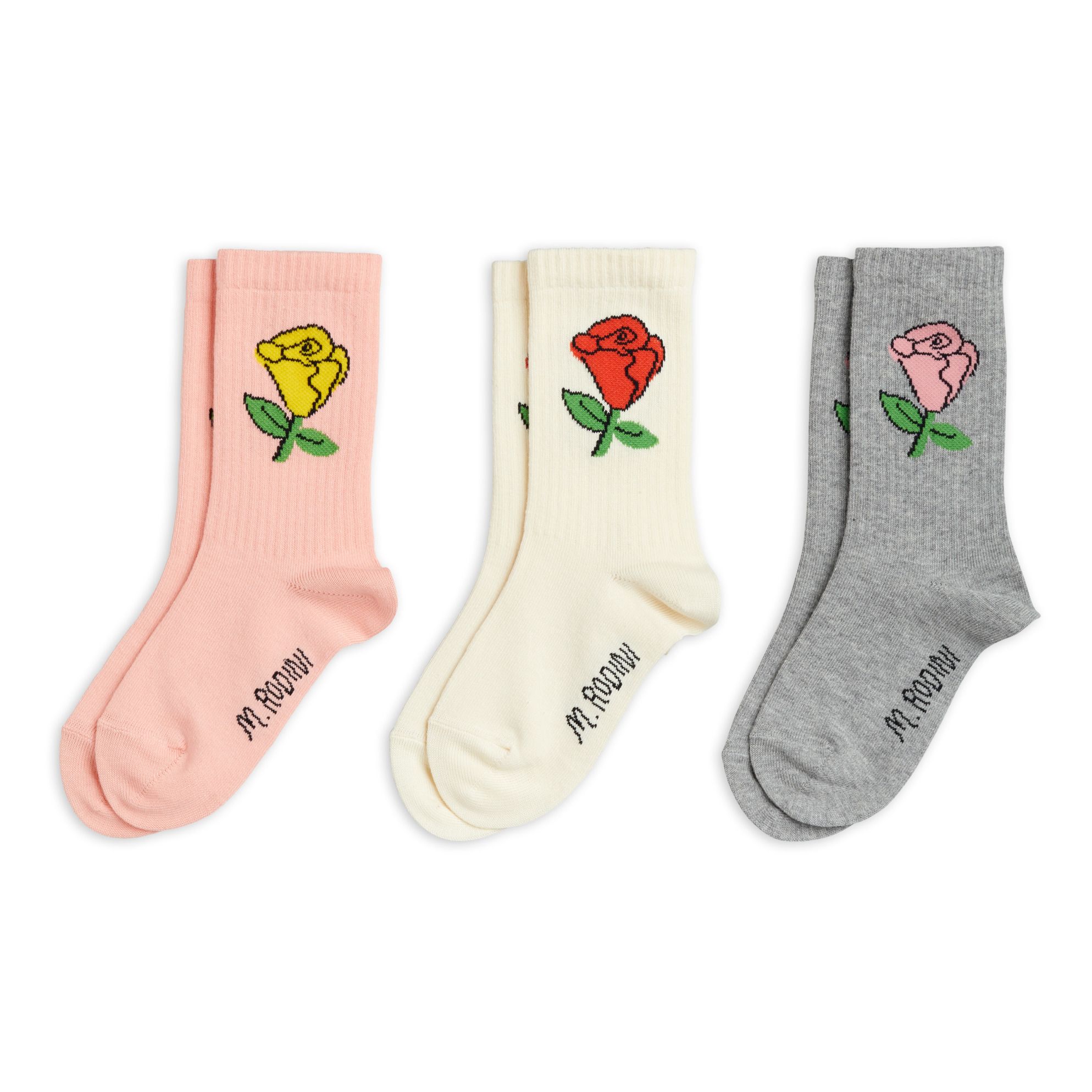 Set of 3 Organic Cotton Flower Socks Pink- Product image n°0