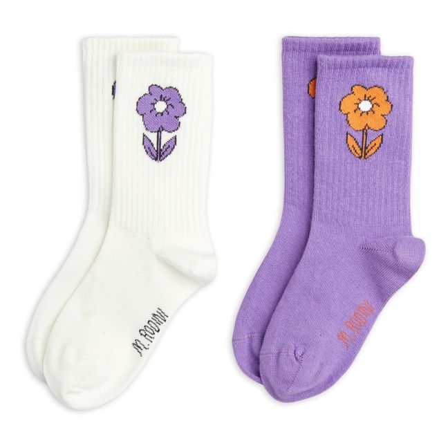 Set de 2 pares de calcetines de algodón orgánico Violeta