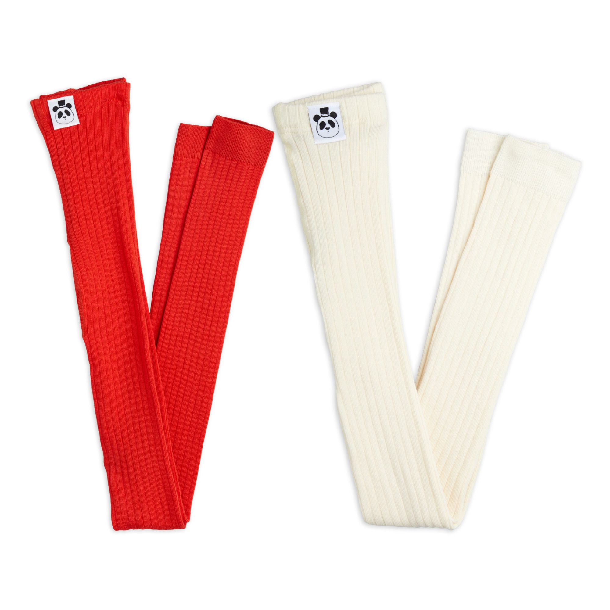 Mini Rodini - Lot 2 Leggings Coton Bio Côtelé - Fille - Rouge