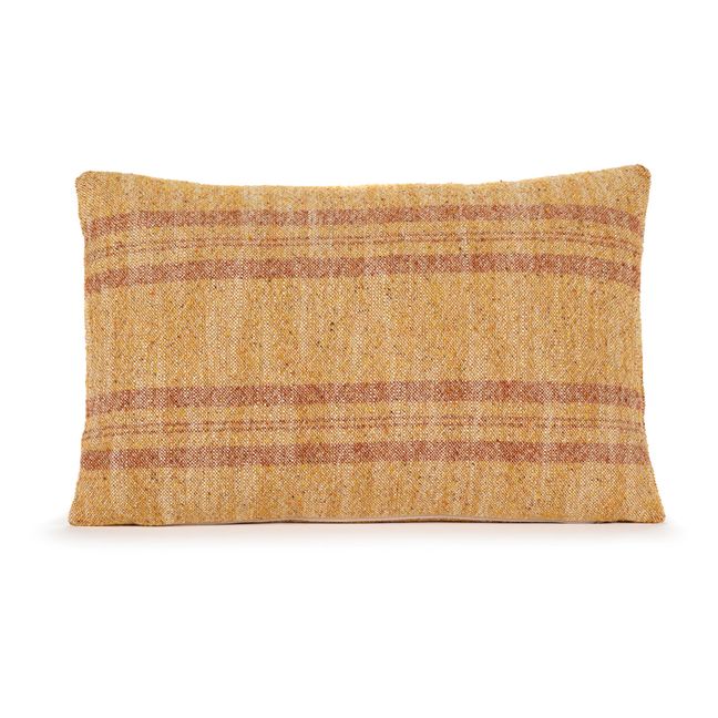 Striped Linen Cushion Ochre