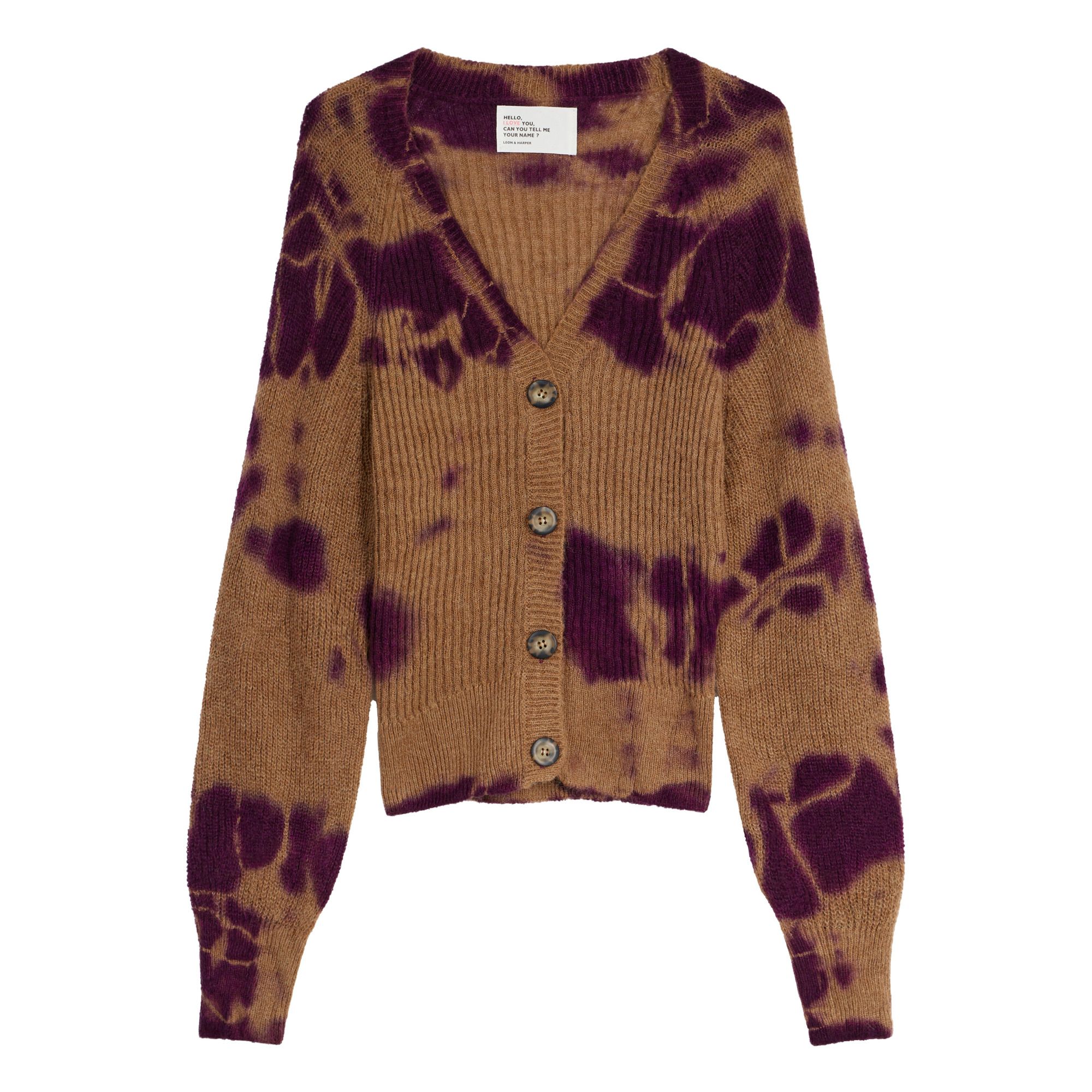 Leon & Harper - Gilet Noisy Tie and Dye Mohair et Alpaga - Femme - Camel