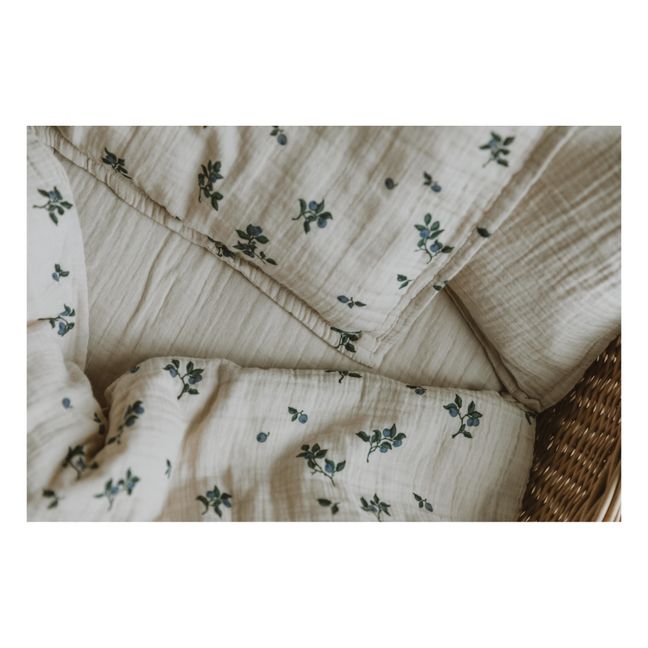 Juego de ropa de cama de muselina de algodón Blueberry | Marfil